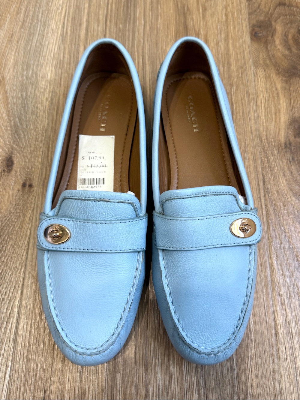 Coach Flash Leather Driving Loafers Sky Blue Size 8.5B - Picture 2 of 8